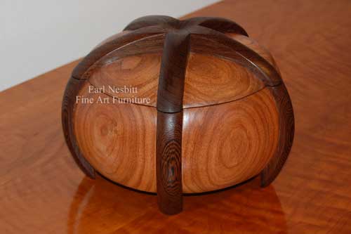 mesquite and wenge custom jewelry box shown with lid